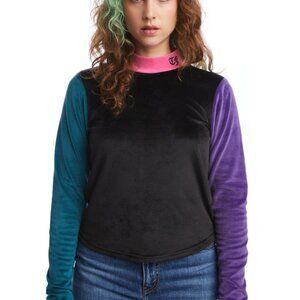 Teddy Fresh Velour Color Block Mockneck Turtleneck Streetwear Y2K Retro 90s M